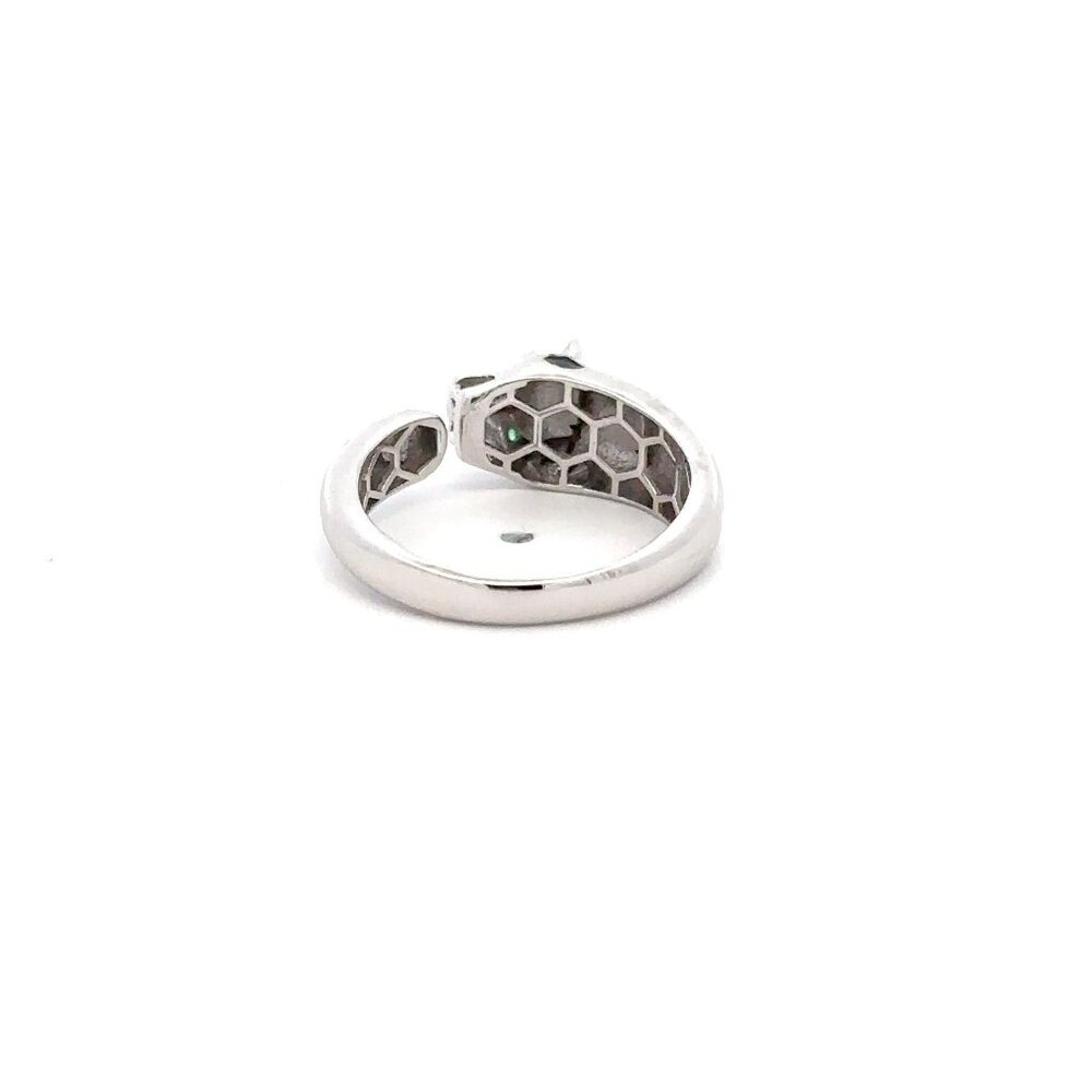 925 Sterling Silver Ring Panther Green Cubic Zirconia Size 5 - Picture 4 of 6